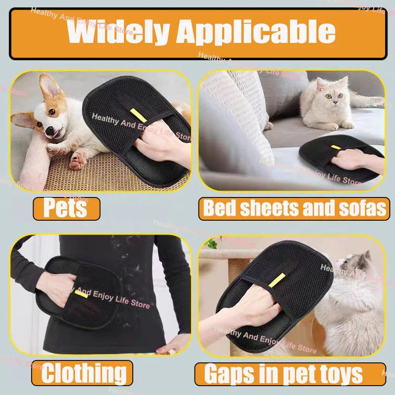 Guante Quitapelos para Mascotas 2 en 1 | Cepillo de Limpieza Reutilizable para Perros y Gatos